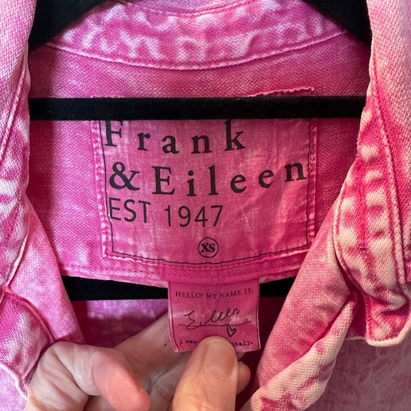 Frank & Eileen Eileen Pink Acid Wash Cotton Button Up Shirt XS - Picture 4 of 16